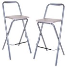 Set of 2 Folding Bar Stools Wood Effect Kitchen Breakfast Steel Leg Dining Seat