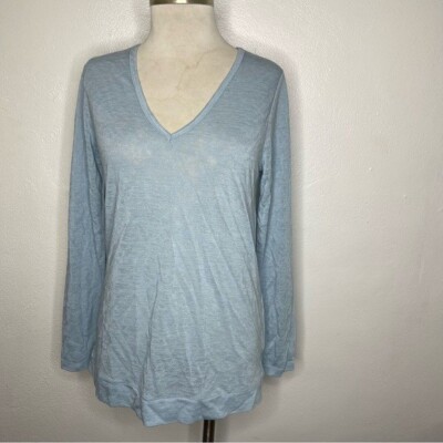 Threads 4 Thought Open Back Long Sleeve Top Light Blue Size Medium Activewear