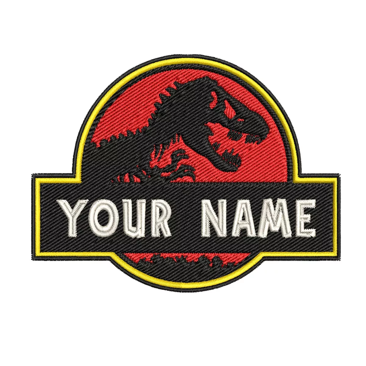  Name Patch Uniform Work Shirt Personalized Embroidered White  with Red Border. Iron on.