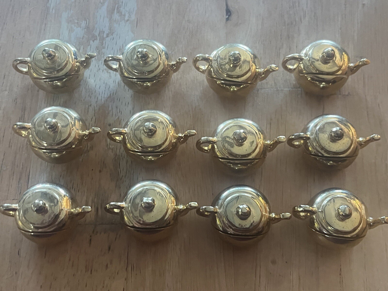 Vintage Solid Brass Teapot Place Card Holders Set of 12 eBay
