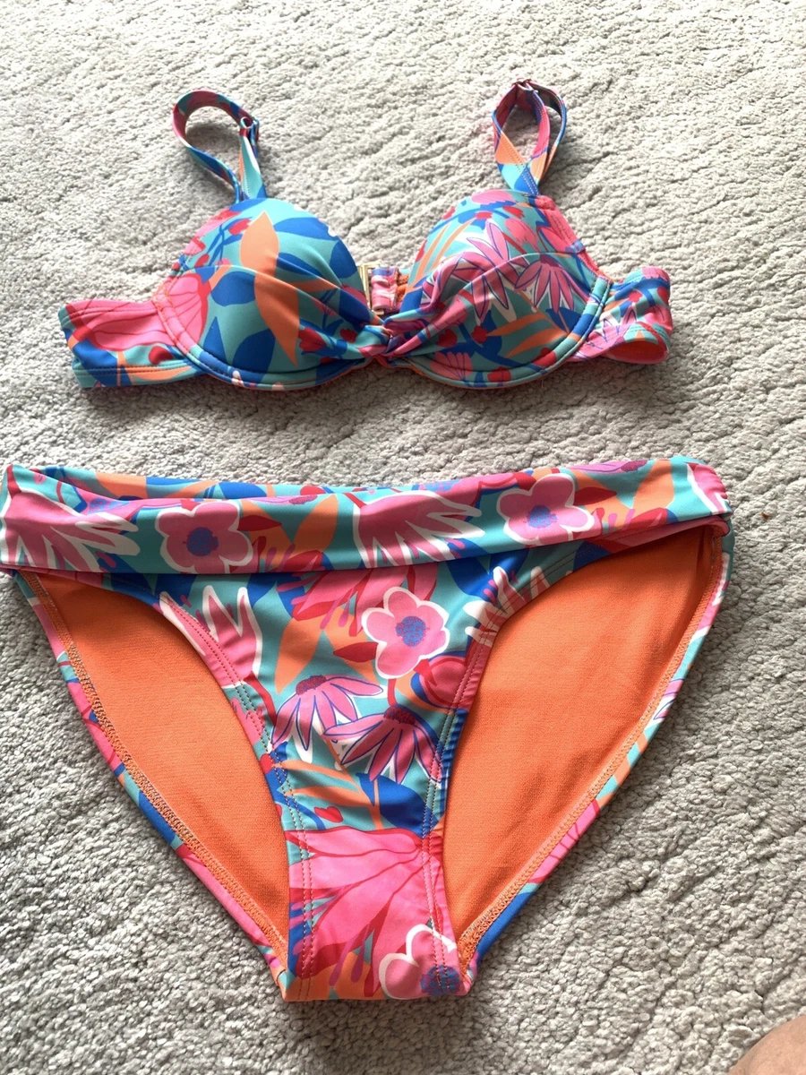 Tu Pink Blue Orange Bikini Set Size 32A Top and 8 Bottoms New eBay
