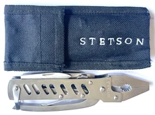 EXCELLENT STETSON STAINLESS STEEL MULIT-TOOL SET IN CANVAS CASE WITH BELT LOOP