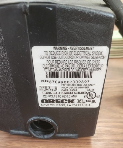 Oreck XL RBB870-AS Type 1 Handheld Canister Vacuum Cleaner Black - Picture 4 of 4