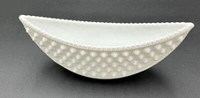 Vintage Fenton Hobnail Footed Milk Glass Crescent Shaped 7¾” x 2½” Planter #3798