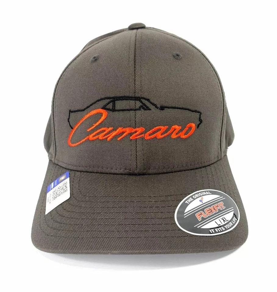 Gorra/Gorra Chevy Camaro 1ª Generación - Gris con Silueta Negra y Emblema de Escritura Foto 2 de 4