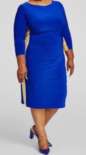 Kasper Women's Blue Laurissa Side Striped 3/4-Sleeve Sheath Dress Plus Size 2X