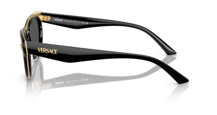 サングラス VERSACE FW24 Versace - 0VE2273 - GB1/87 (0VE2273 GB1 87) Versace 0VE2273 GB1/87 Black/Dark Grey Cat Eye Women's