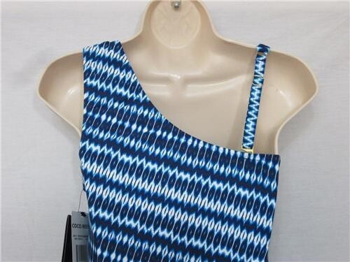 Neu mit Etikett Coco Reef One-Shoulder-Badeanzug Maillot blau & weiß Größe 10/34 C-Cup - Bild 7 von 7