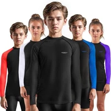 Exxact Sports Long Sleeve Kids BJJ Rash Guard, No Gi Compression Shirt