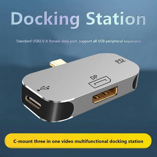 USB C To DP Adapter Hub 3-in-1 PD USB Multiport Power Delivery Dock Converter - Picture 11 of 12