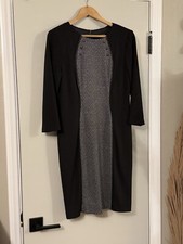 Tahari Dress 10 Style 3220M222 Elie In Black & Charcoal Grey
