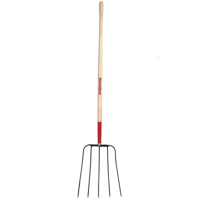 Razor-Back Garden Fork 63.5'' x 14.3'' 5-Tines Durable Long Handle Wood/Steel