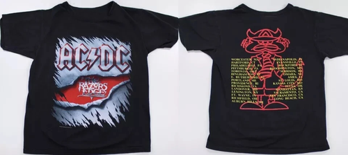 Vintage 90s AC/DC Tour T-Shirt Razors Edge Rock Band Fanmade 2 Sided | eBay