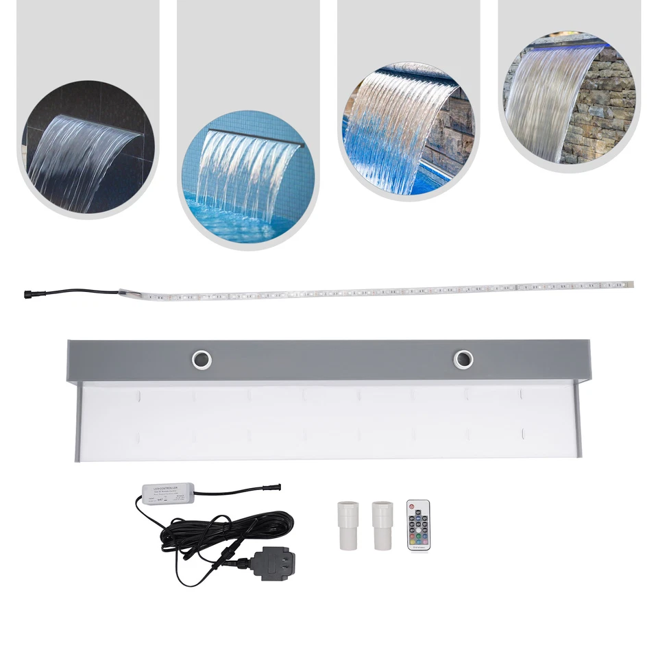 36 7 Farben Pool Brunnen Pool Wasserfall Überlauf LED Licht mit Fernbedienung