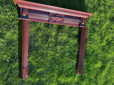 VINTAGE MAHOGANY WOODEN CHIMNEY FIREPLACE FRAME SURROUND CARVED DECOR VGC