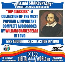 WILLIAM SHAKESPEARE Audiobooks Novels Collection 43x Classic Titles in 1 MP3-DVD