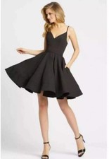 New Ieena for Mac Duggal V-Neck Sleeveless Fit & Flare Cocktail Dress In black 8