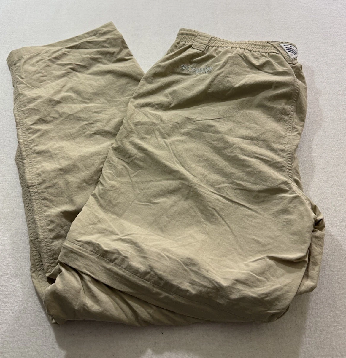 Columbia PFG Mens Medium Convertible Cargo Pants Zip Off Hiking Belted Tan