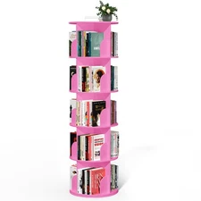 Rotating Bookshelf Tower, 5 Tier Spinning Bookcase Lazy Susan, Revolving 360 ...