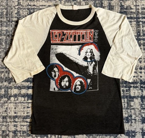 70s Led Zeppelin Zoso 3/4 Sleeve Concert T Shirt Sz 1970s vintage concert t-shirt, vintage, single stitch, B+ condition