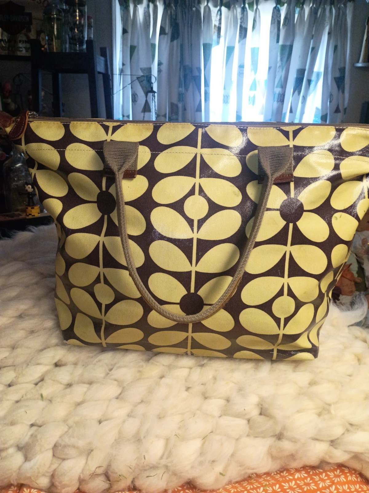 Orla Kiely Cream & Brown Converable Shopper Tote