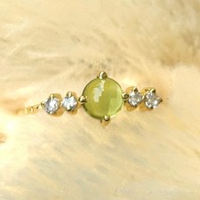 Genuine Peridot Engagement Ring, 925 Sterling Silver Wedding Ring 5mm