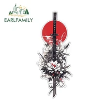 EARLFAMILY Samurai Theme Katana Design Car Sticker Cool Cartoon Picture Decal 