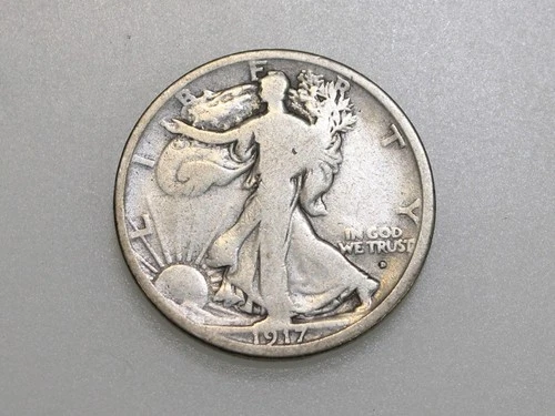 1917-D 50C WALKING LIBERTY SILVER HALF DOLLAR OBVERSE MINT MARK
