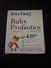 LoveBug Baby Probiotics, 6-12 Months, 4 Billion CFU, 30 Single Serve Stick Packs