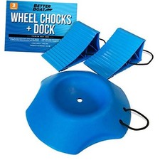 2 Wheel Chocks with Rope and Wheel Dock for Boat Trailer Travel Camper and RV