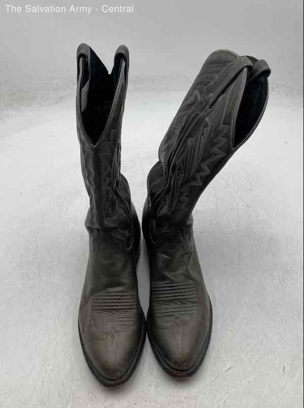 J. Chisholm Mens Gray Leather Pull On Knee High Cowboy Western Boots Size US 10