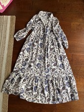 Rachel Zoe Tiered Maxi Dress White Brown Blue Floral Print Sz M