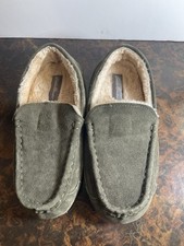 Eddie Bauer Mens Suede Moccasin Slippers Green Size 8M