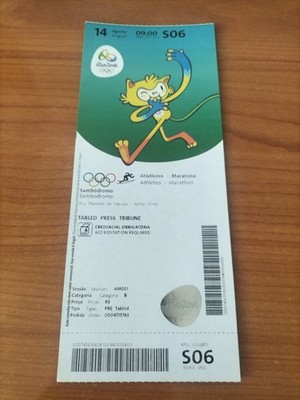 Used Ticket Olympic 14.08. 2016 Rio Olympia S06 Athletics 2