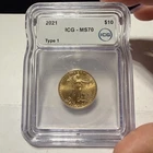 2021 Type 1 Gold Eagle $10 NGC MS 70 (Quarter-Ounce) 1/4 oz Fine Gold