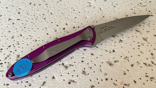 Navaja de bolsillo plegable púrpura Linerlock 1660PUR Kershaw Leek hoja lisa A/O Ken O Foto 2 de 4