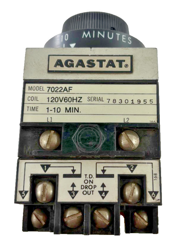 Agastat 7022AF Timing Relay 120 VAC 10 A 1-10 Min