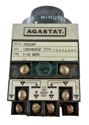 Agastat 7022AF Timing Relay 120 VAC 10 A 1-10 Min