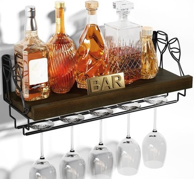 Botellero con colgador para copas de vino, 17 pulgadas