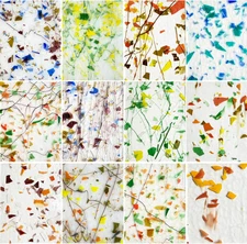 12 Sheets Patterned Stained Glass Sheet Variety Pack, 6 X 4 Inch Cathedral Art M