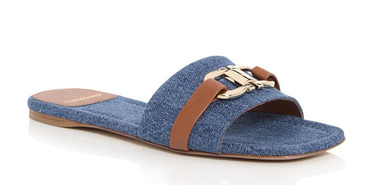Ferragamo Leah Denim Slide Sandals Size 8.5 C | eBay