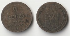 1849 A Austria 6 kreuzer silver coin