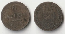 1849 A Austria 6 kreuzer silver coin