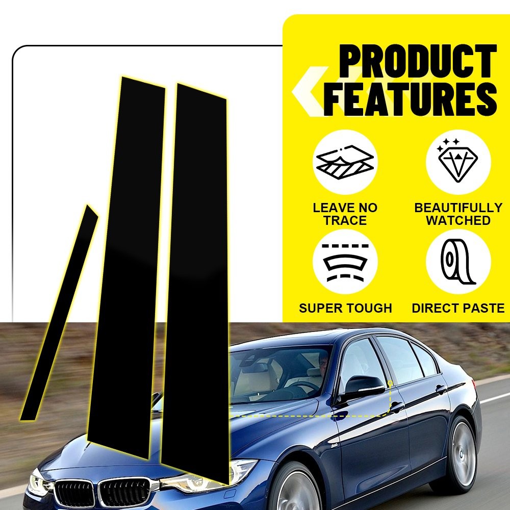 For BMW 3 Series F30 2013-18 Glossy Black Pillar Post Door Trim Replacement 6x - Image 8
