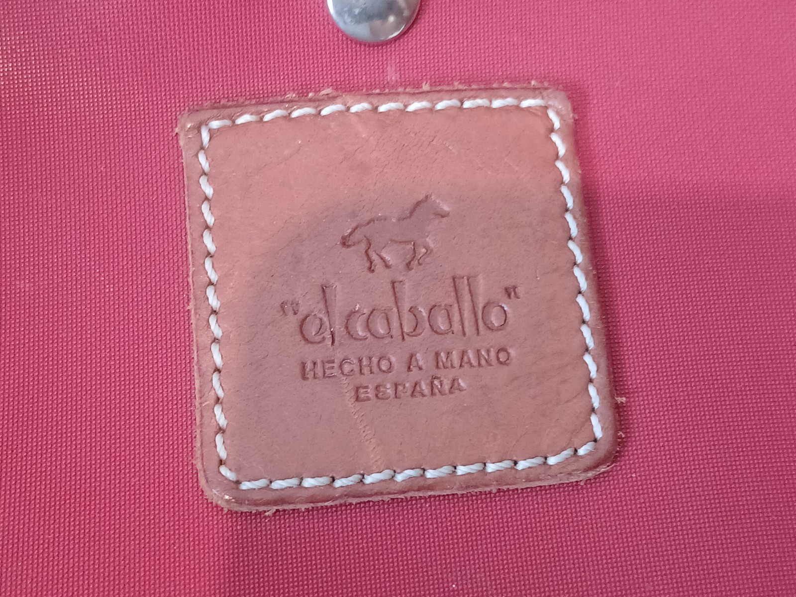 caballo vintage Ladies red canvas and real leather rucksack image 9