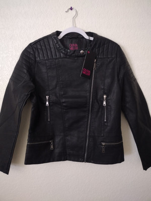 Faux Leather Olivia Miller Black  Zipper Jacket Size Medium Moto Women's New M