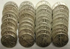 2 Full Rolls lot of 40 Walking Liberty 90% Silver Half Dollars 1935-1947