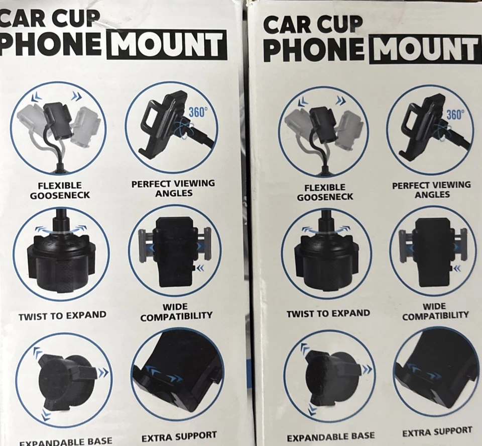 Car Cup Drink Holder Stand Cradle Adjustable 360 Cell Phone Mount Clip es141 - Image 2 of 3