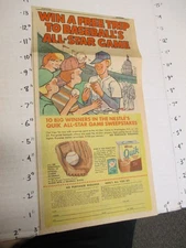 newspaper ad 1969 NESTLE'S QUIK baseball All Star game tickets glove premium
