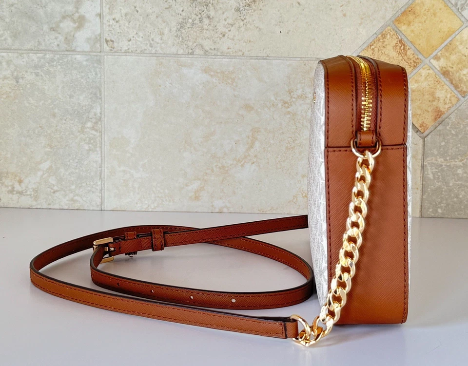 Michael Kors Jet Set Item East West Shoulder Crossbody Bag MK Vanilla/Brown - Image 4 of 4